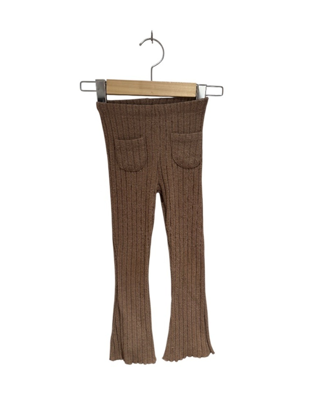 ZARA tan ribbed soft flare pants - size 3-4